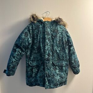 Lands' End Kids Blue Camouflage Puffer Ski coat